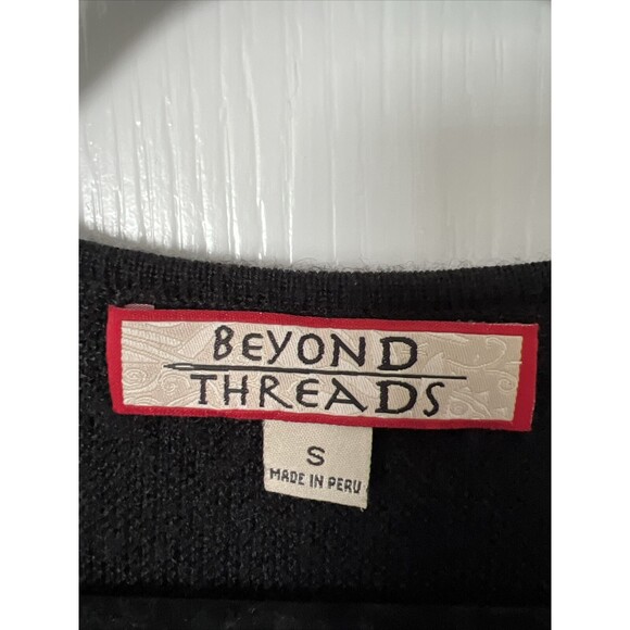 Beyond Threads Alpaca Wool Tunic Sweater Size Small Black Peplum Peru - Picture 3 of 8